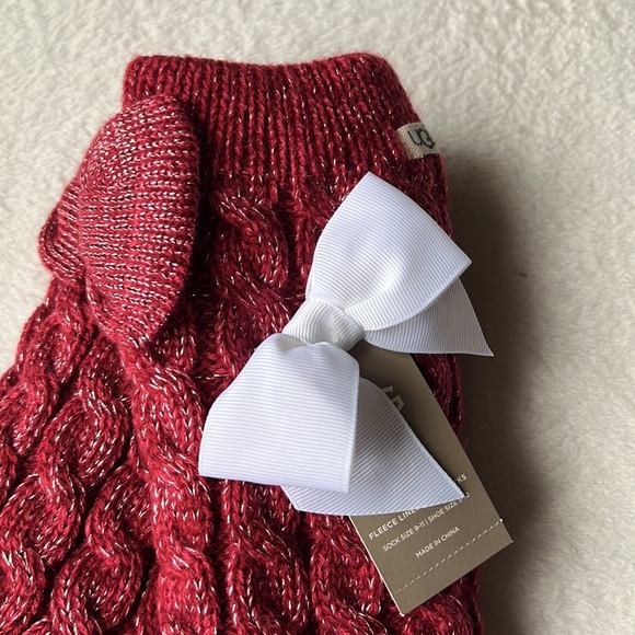 UGG Laila Bow Fleece Lined Socks in Kiss/ Silver - Picture 8 of 12